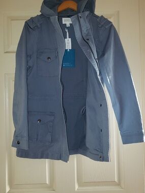 💘🖤💘 MARKET & SPRUCE MARKET & SPRUCE HOODED UTILITY JACKET BLUE SIZE SMALL NWT